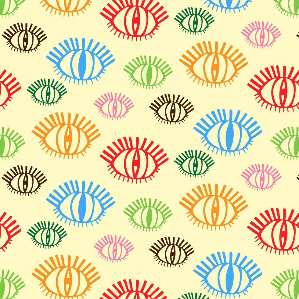 Hand Drawn Eyes Mystical Seamless Pattern. Evil Eye Symbol Art. vector