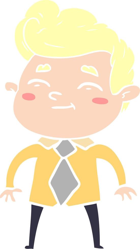 happy flat color style cartoon man vector