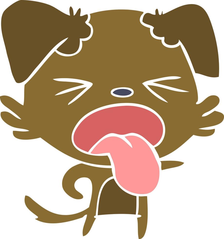 flat color style cartoon disgusted dog vector