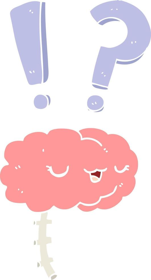 flat color style cartoon curious brain vector