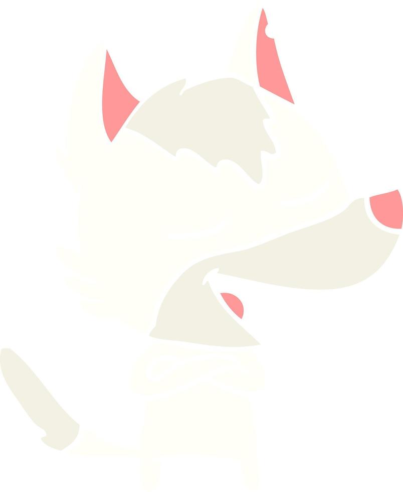 flat color style cartoon wolf laughing vector