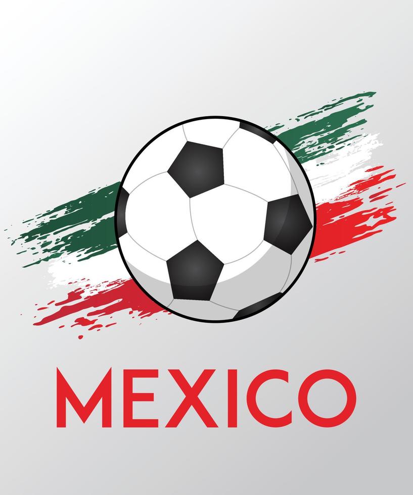 bandera de méxico con efecto de pincel para los fanáticos del fútbol vector