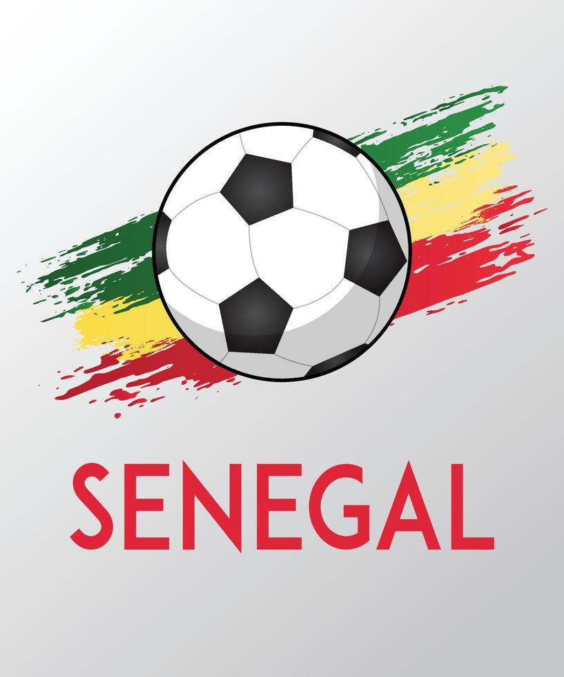 bandera de senegal con efecto de pincel para los aficionados al fútbol vector