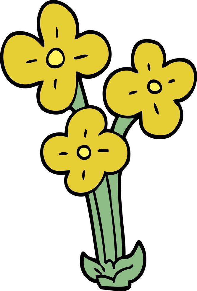 cartoon doodle bunch of flowers vector