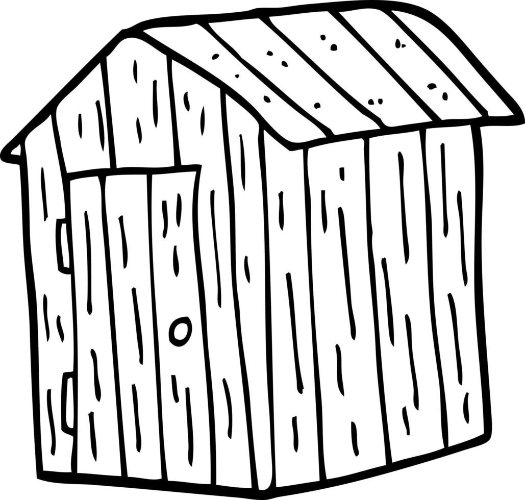 line drawing cartoon wooden shed vector