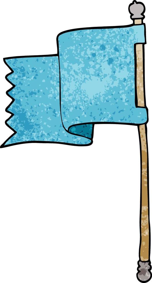 cartoon doodle of a blue flag vector