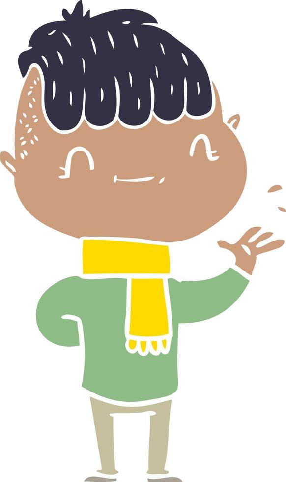 chico amigable de dibujos animados de estilo de color plano vector