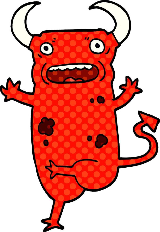 demonio de garabato de dibujos animados vector