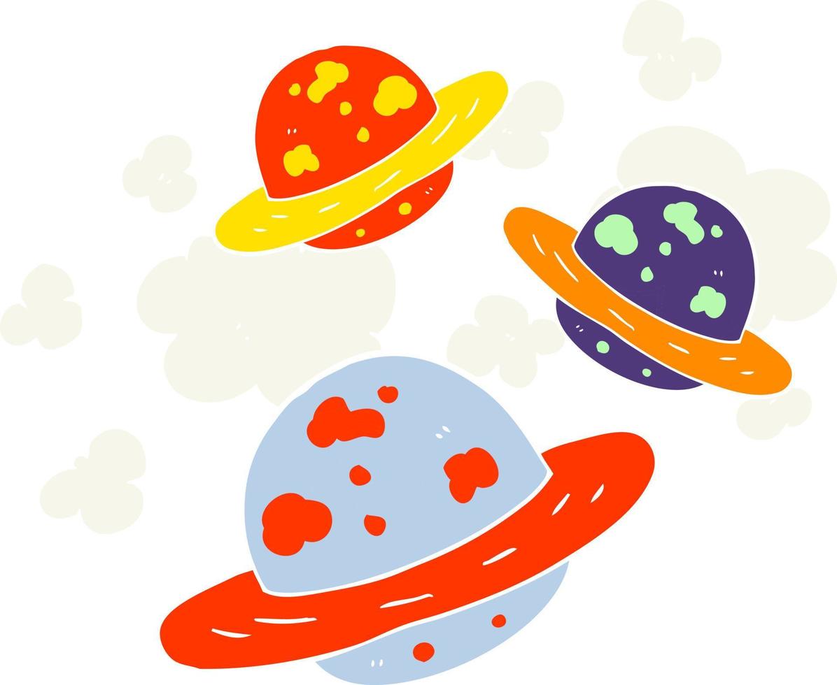 flat color illustration of a cartoon planets vector