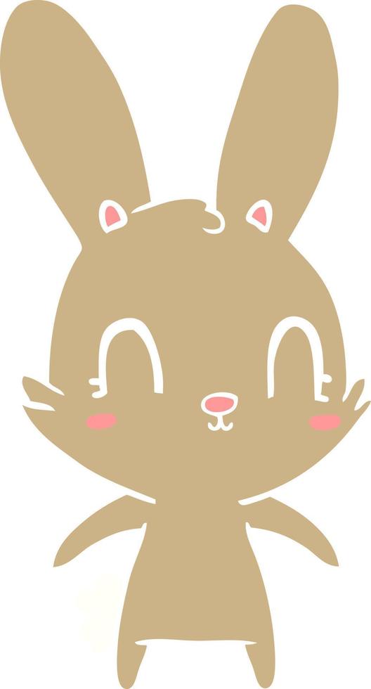lindo conejo de dibujos animados de estilo de color plano vector