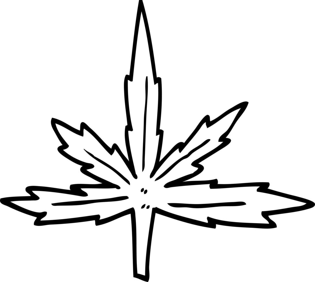 line drawing cartoon marijuana leaf vector