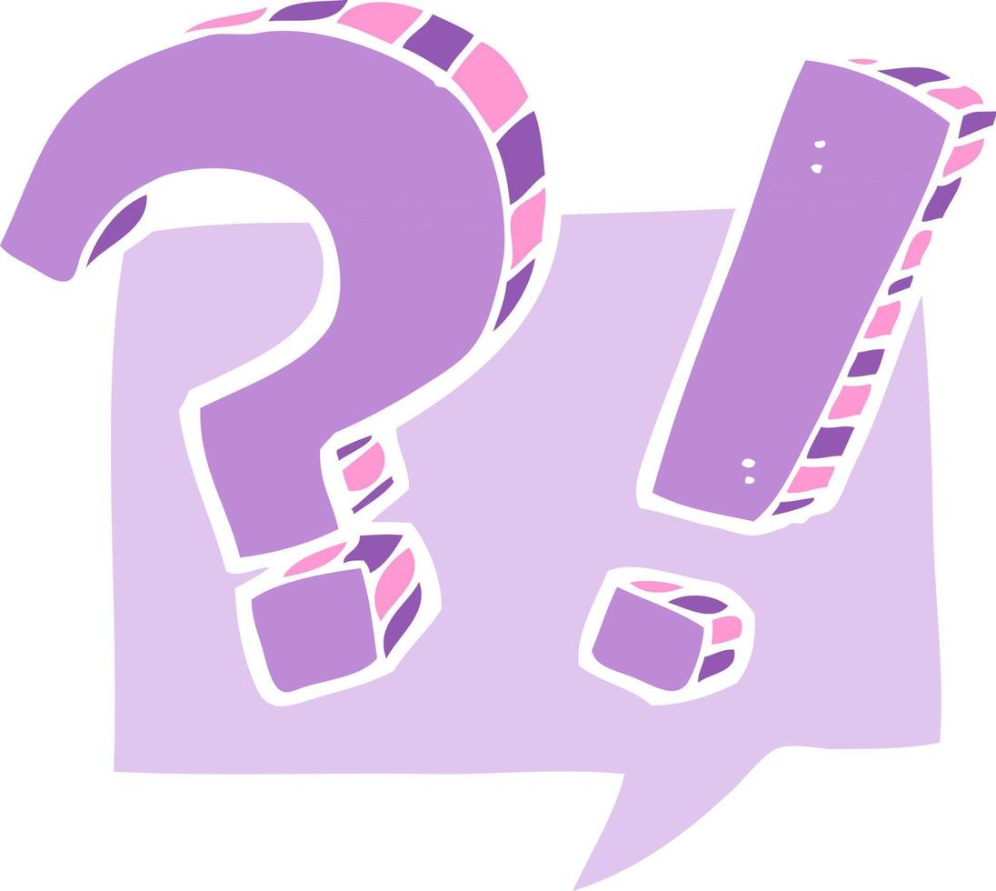 flat color illustration of a cartoon question speech bubble vector