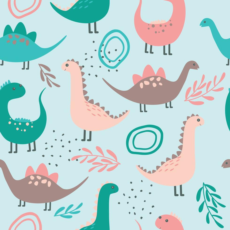 cute dinosaurs background vector
