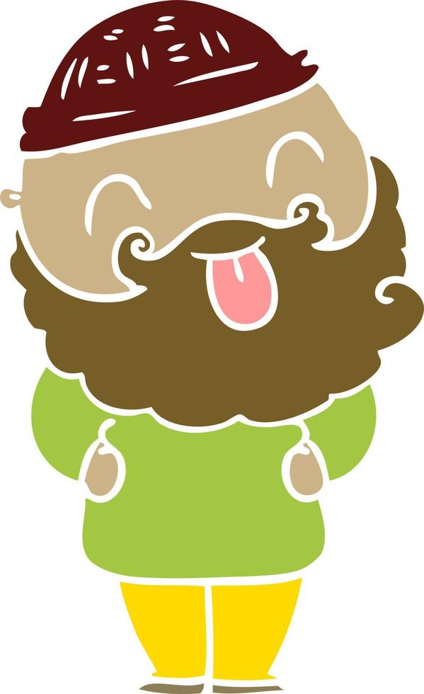 man with beard sticking out tongue vector