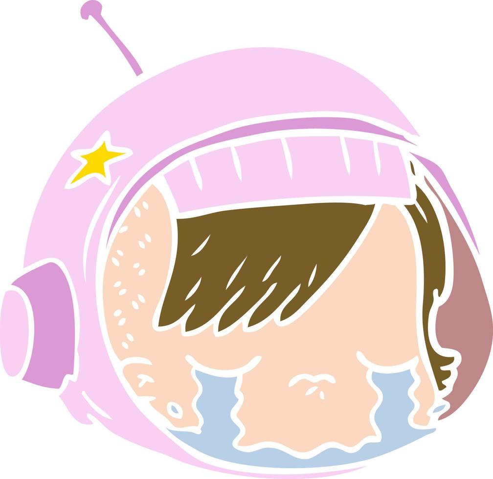 flat color style cartoon astronaut face crying vector