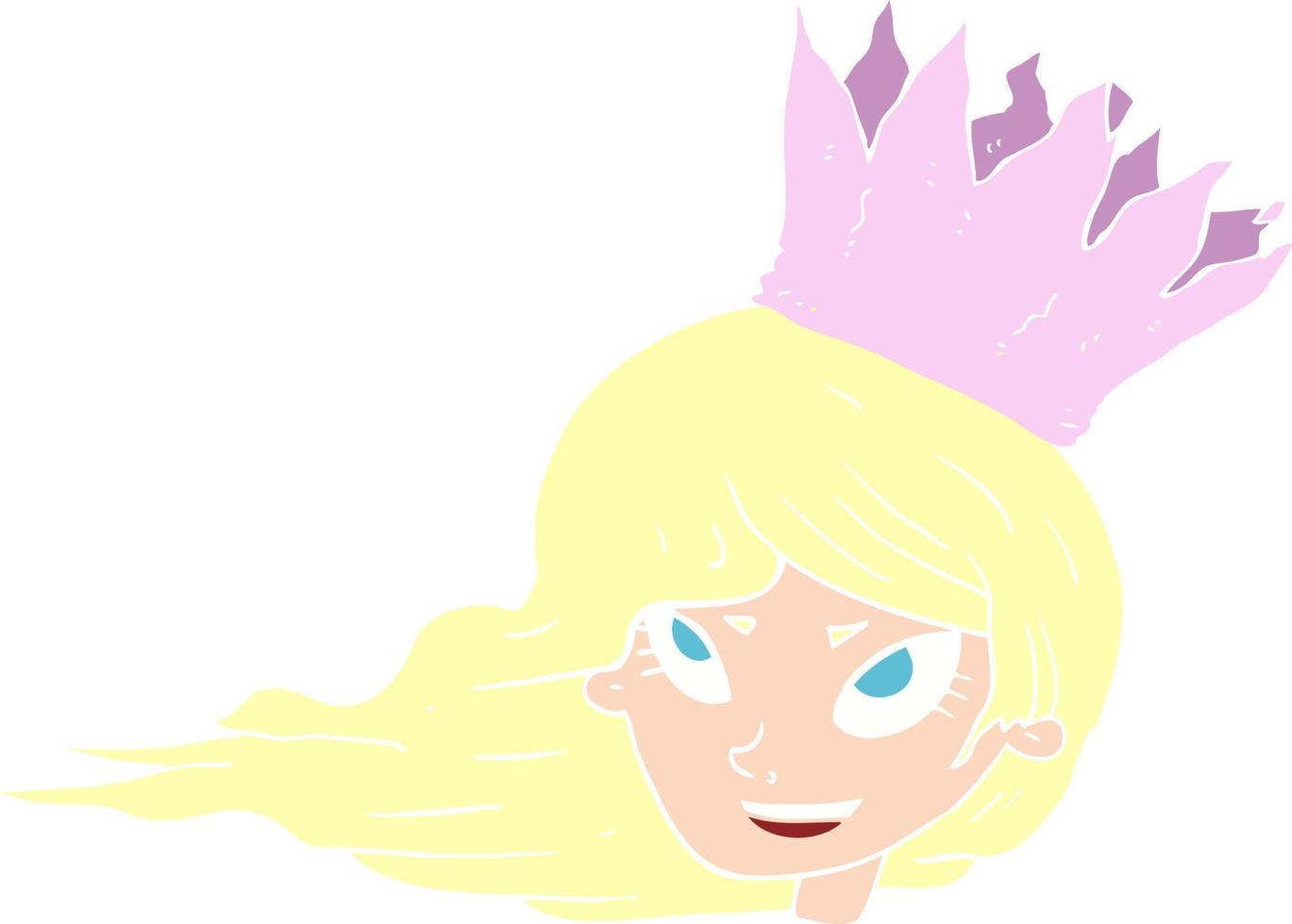flat color illustration of a cartoon woman with blowing hair vector