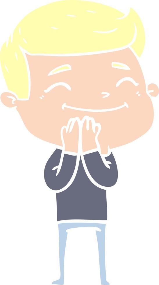 happy flat color style cartoon man vector