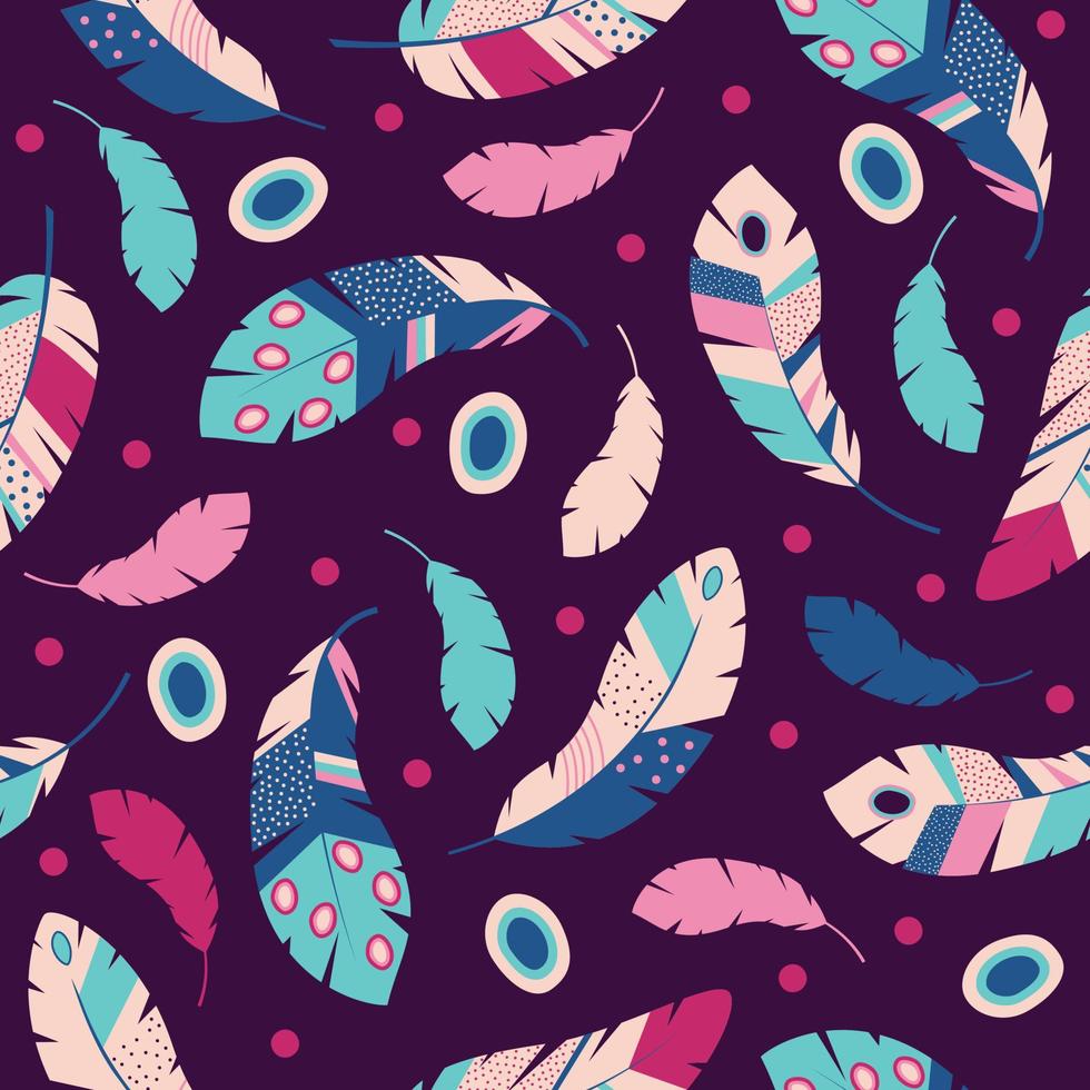colorful pattern with feathers vector