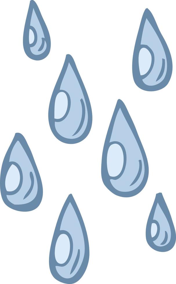 flat color illustration of a cartoon raindrops vector