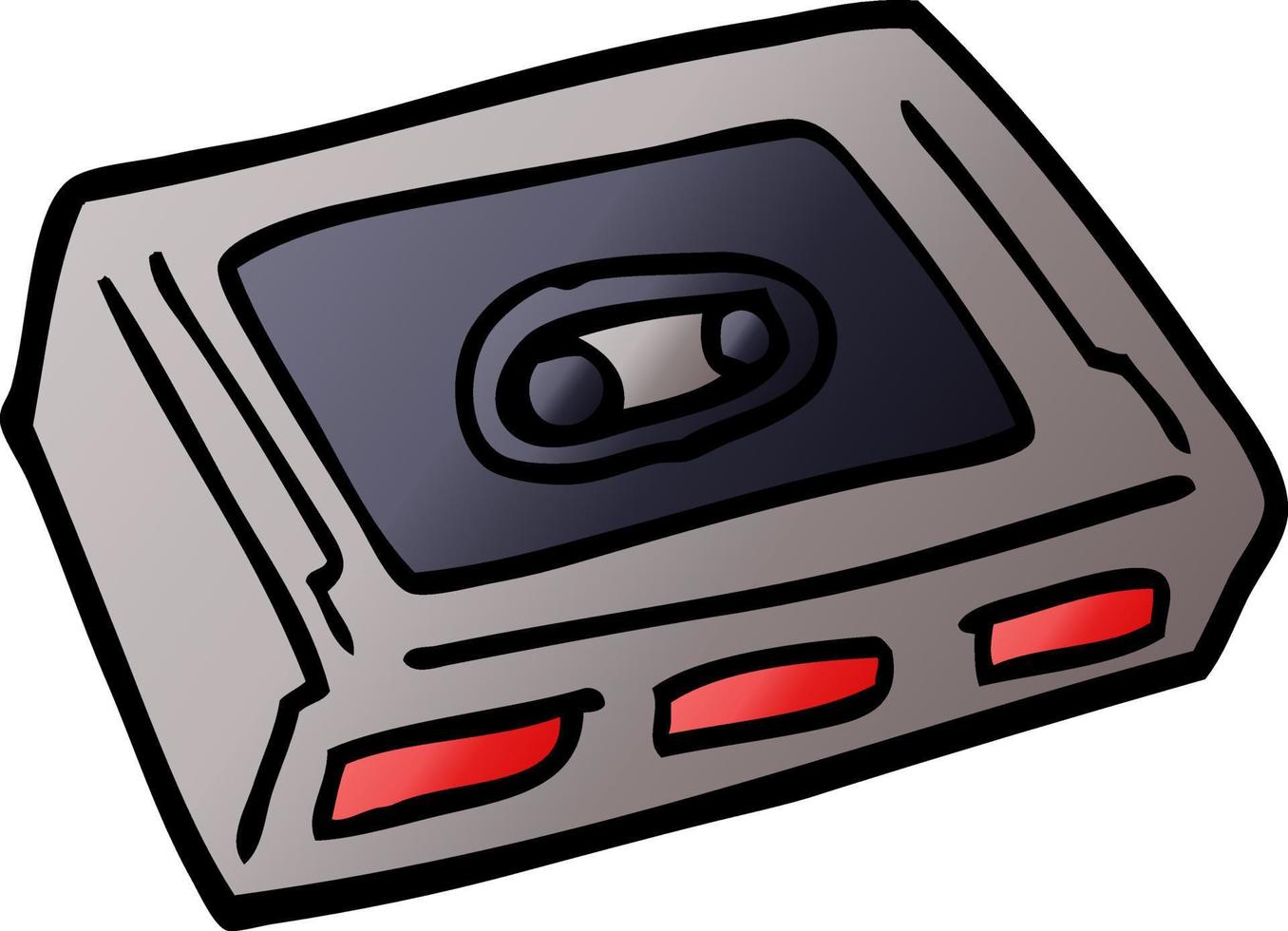 cartoon doodle cassette tape deck vector