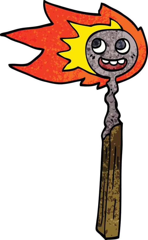 cartoon doodle burnt match vector