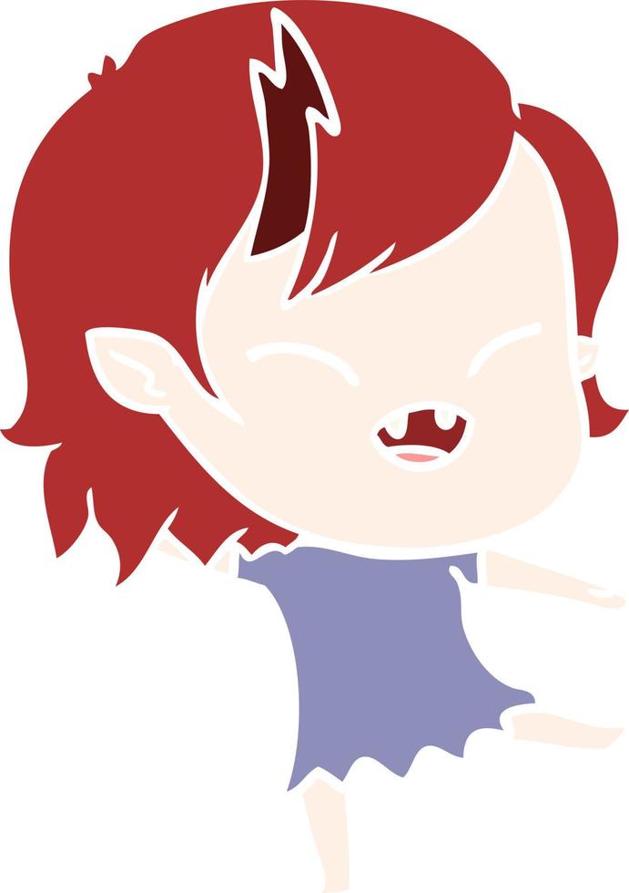 flat color style cartoon laughing vampire girl vector