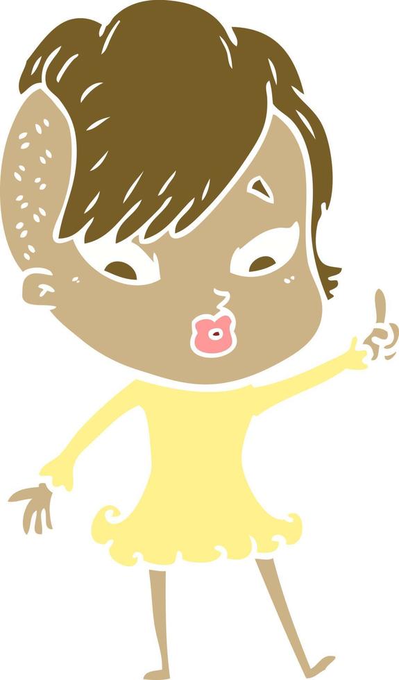 flat color style cartoon surprised girl pointing vector