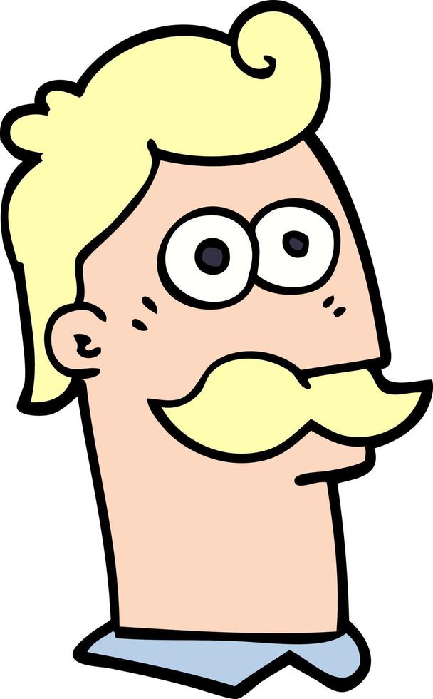 cartoon doodle man with mustache vector
