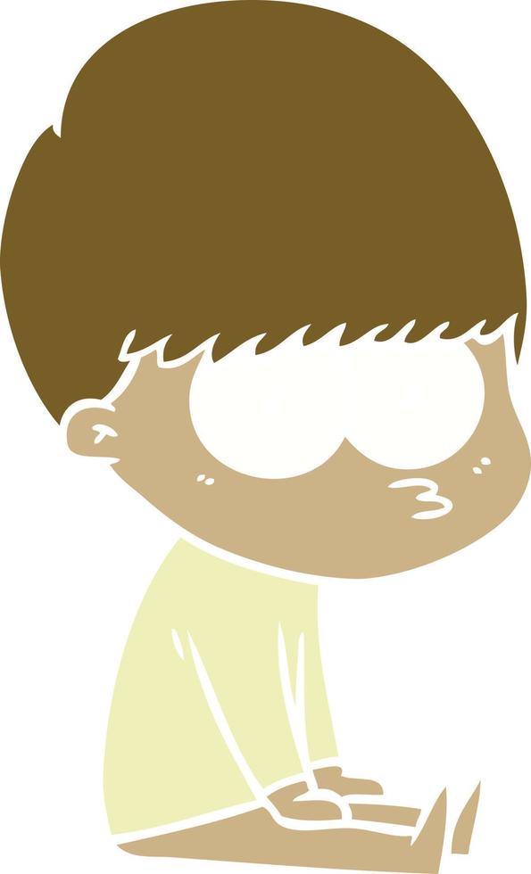 curious flat color style cartoon boy vector