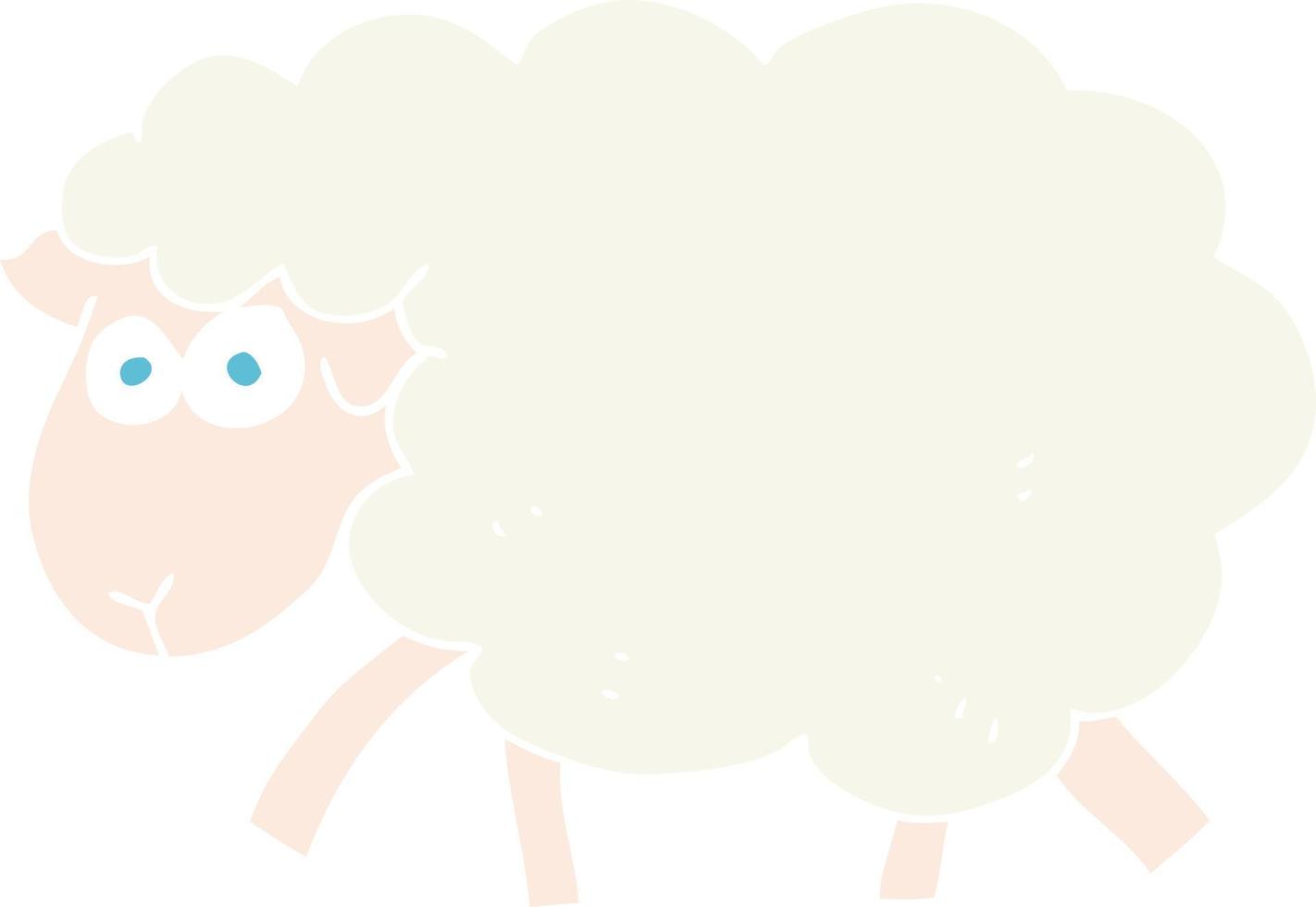 flat color illustration of a cartoon sheep vector
