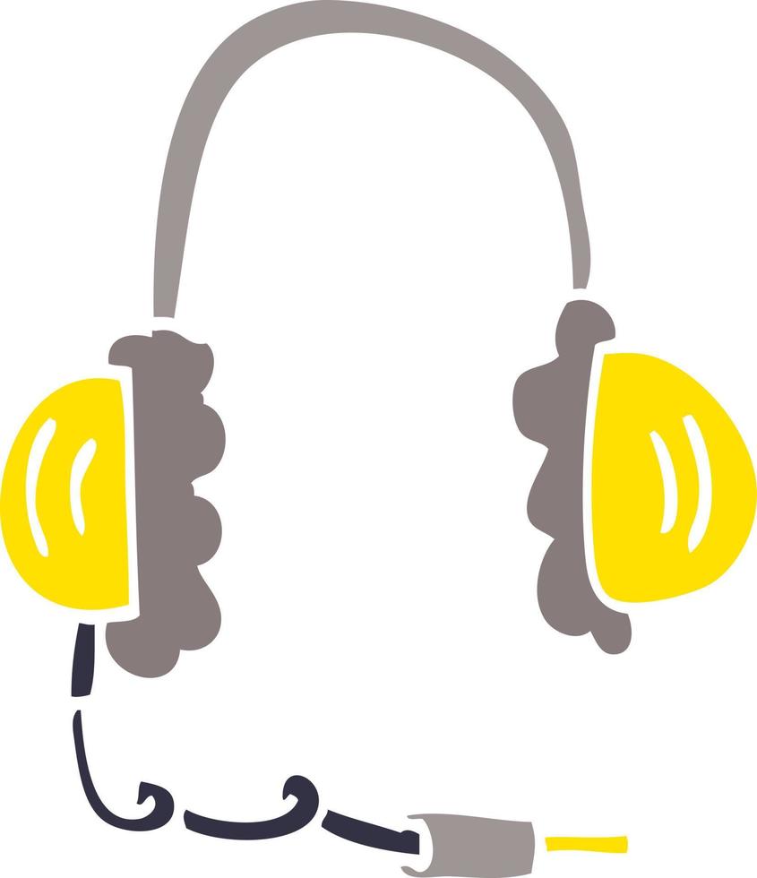 cartoon doodle head phones vector