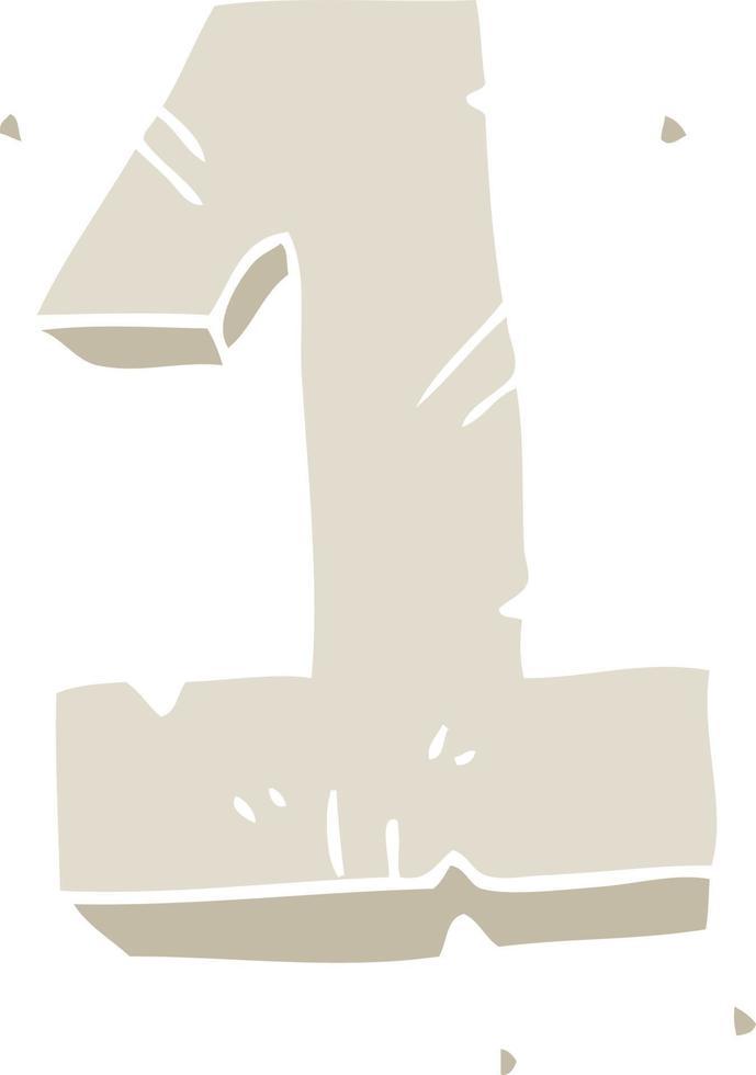 flat color illustration of a cartoon stone number one vector
