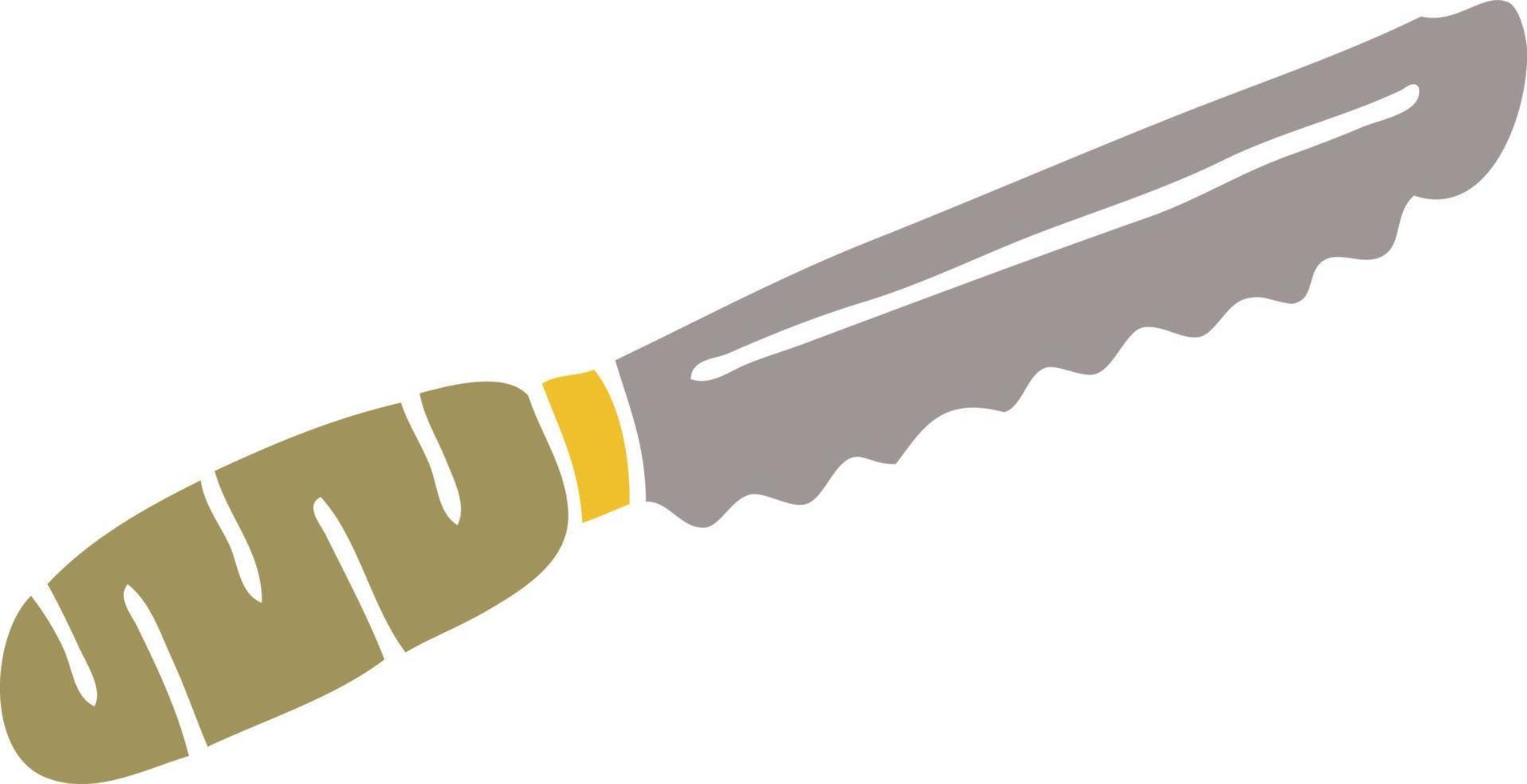 cuchillo de pan de doodle de dibujos animados vector