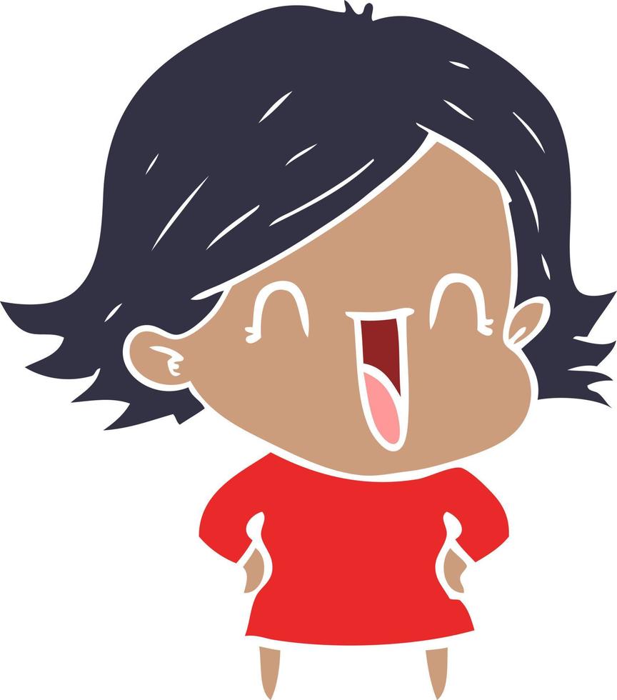 mujer riendo de dibujos animados de estilo de color plano vector