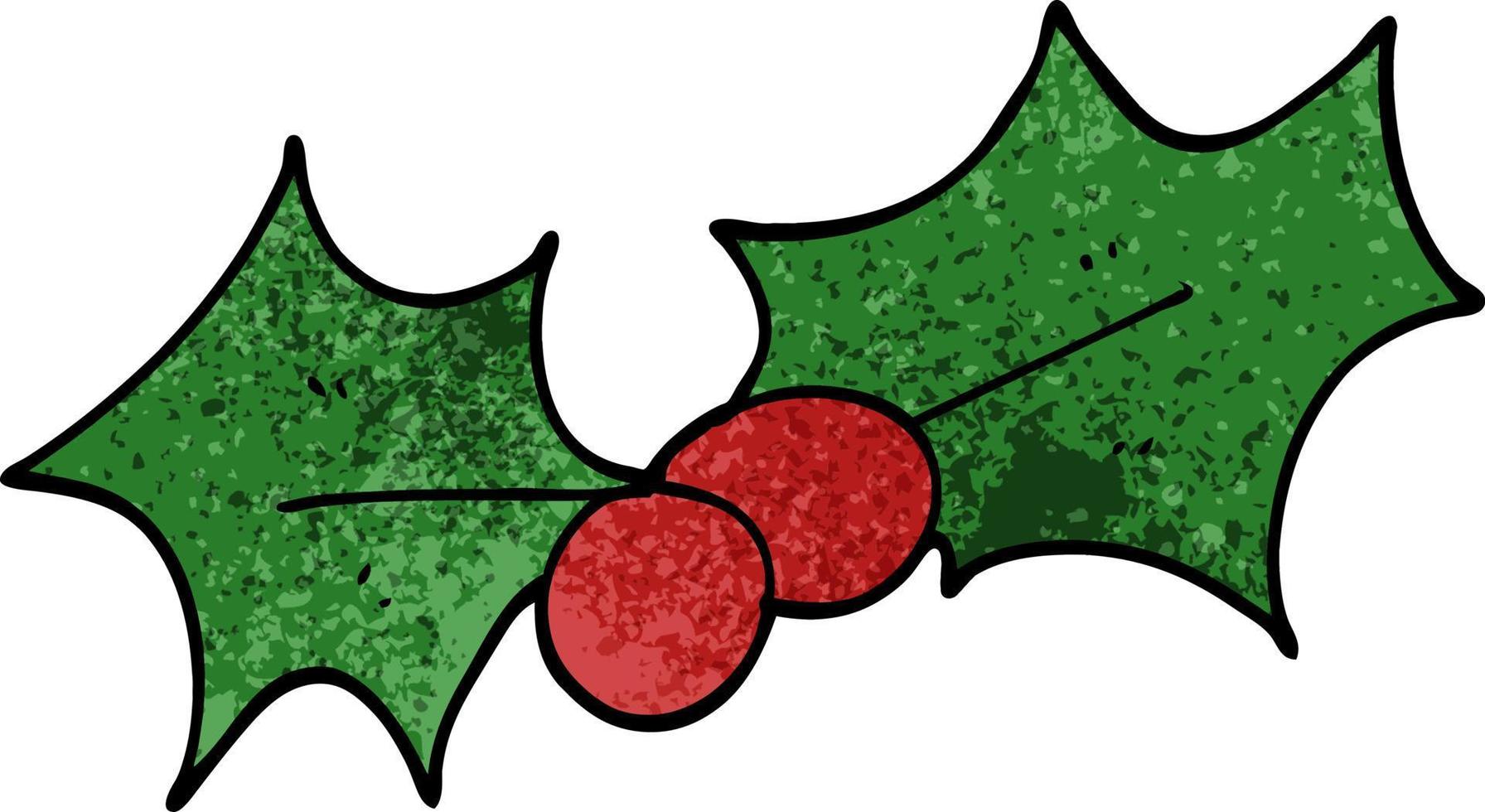 cartoon doodle christmas holly vector