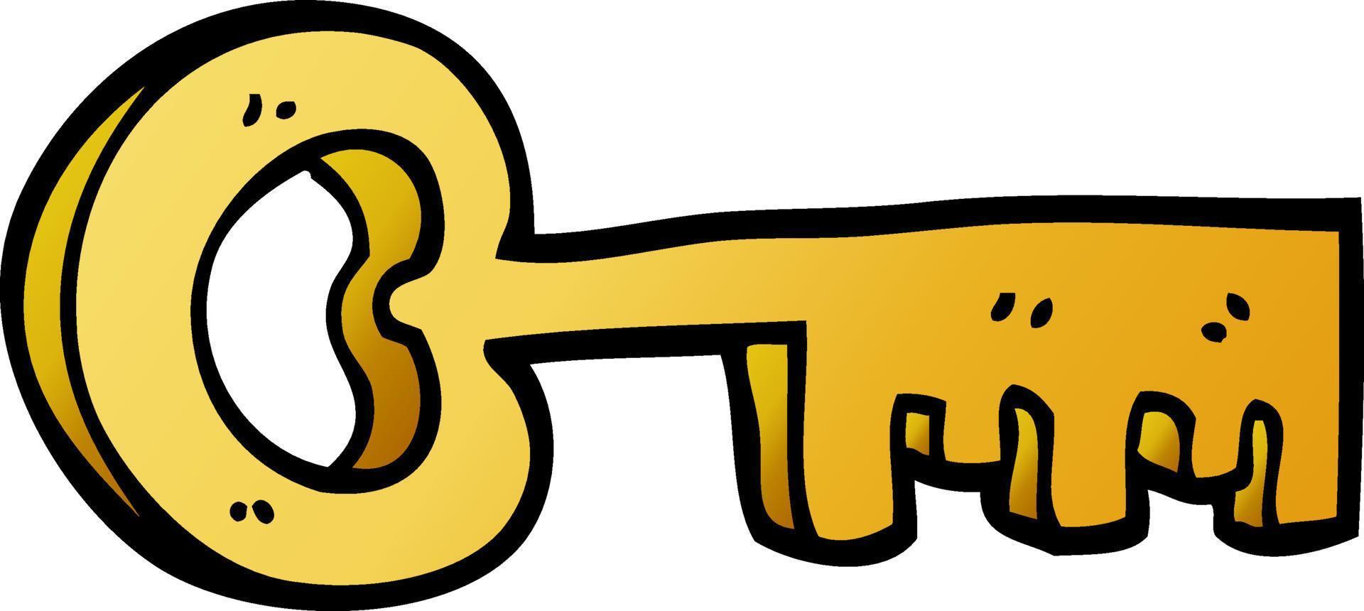 cartoon doodle gold key vector