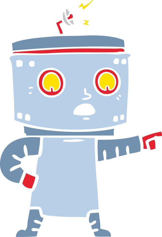 flat color style cartoon robot pointing vector