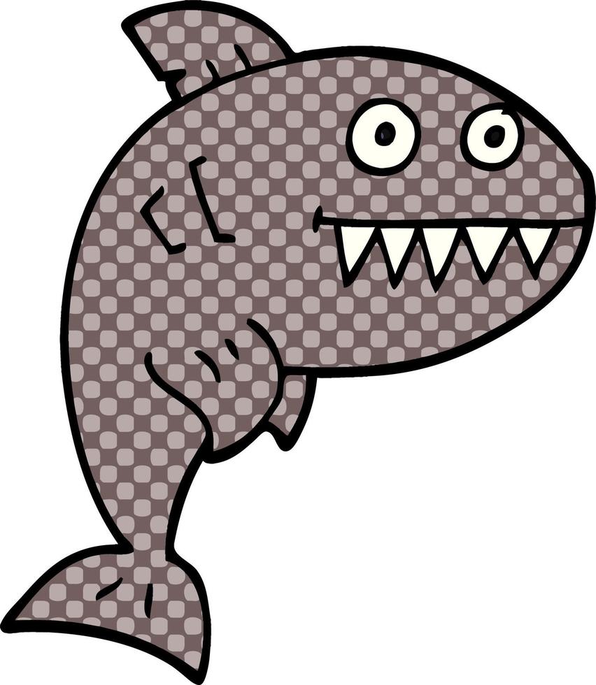 cartoon doodle deadly shark vector