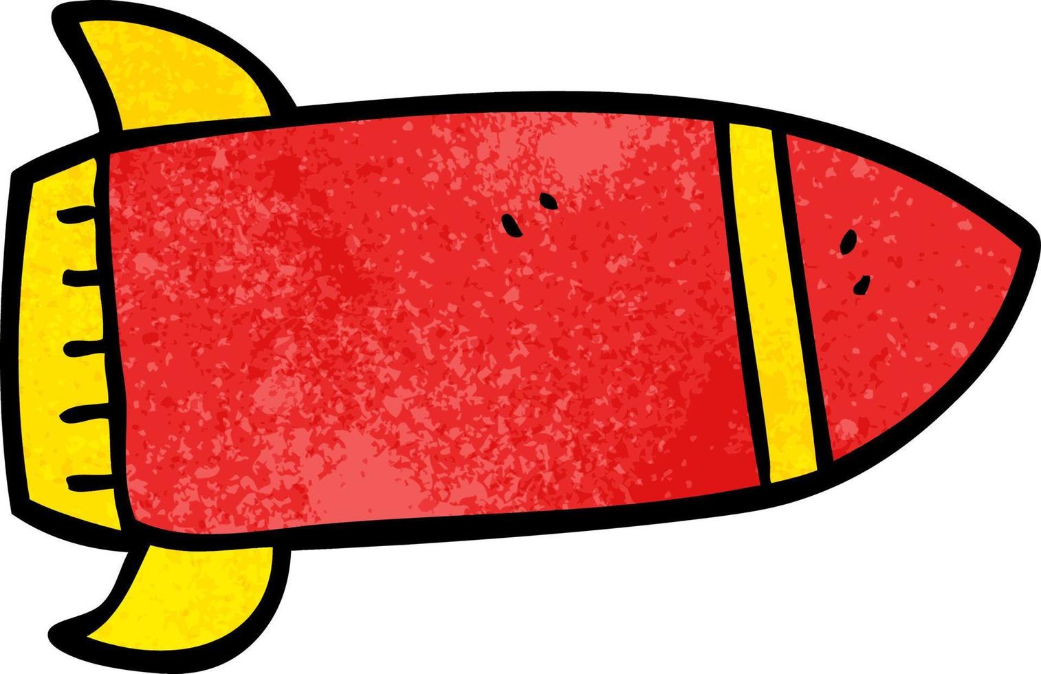 cartoon doodle red rocket vector