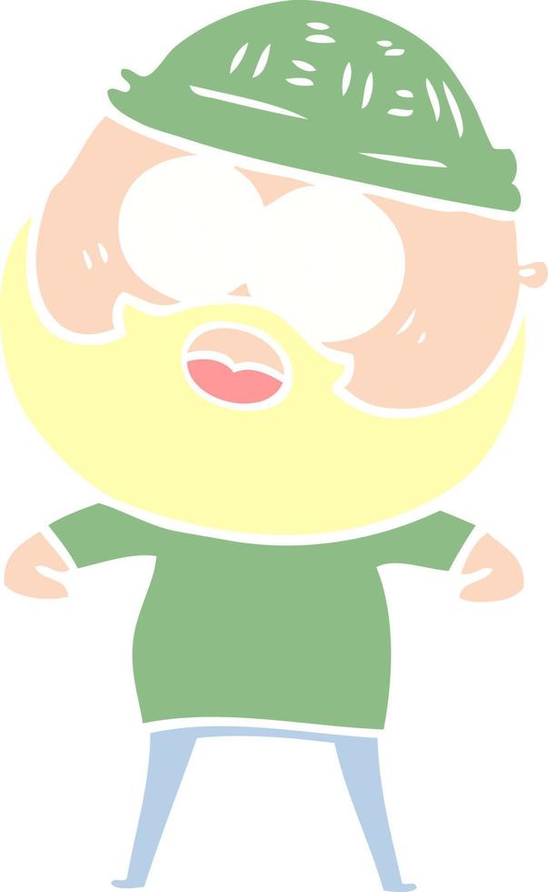 flat color style cartoon surprised bearded man vector