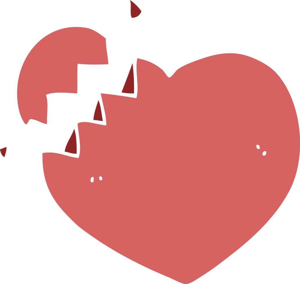 flat color style cartoon broken heart vector