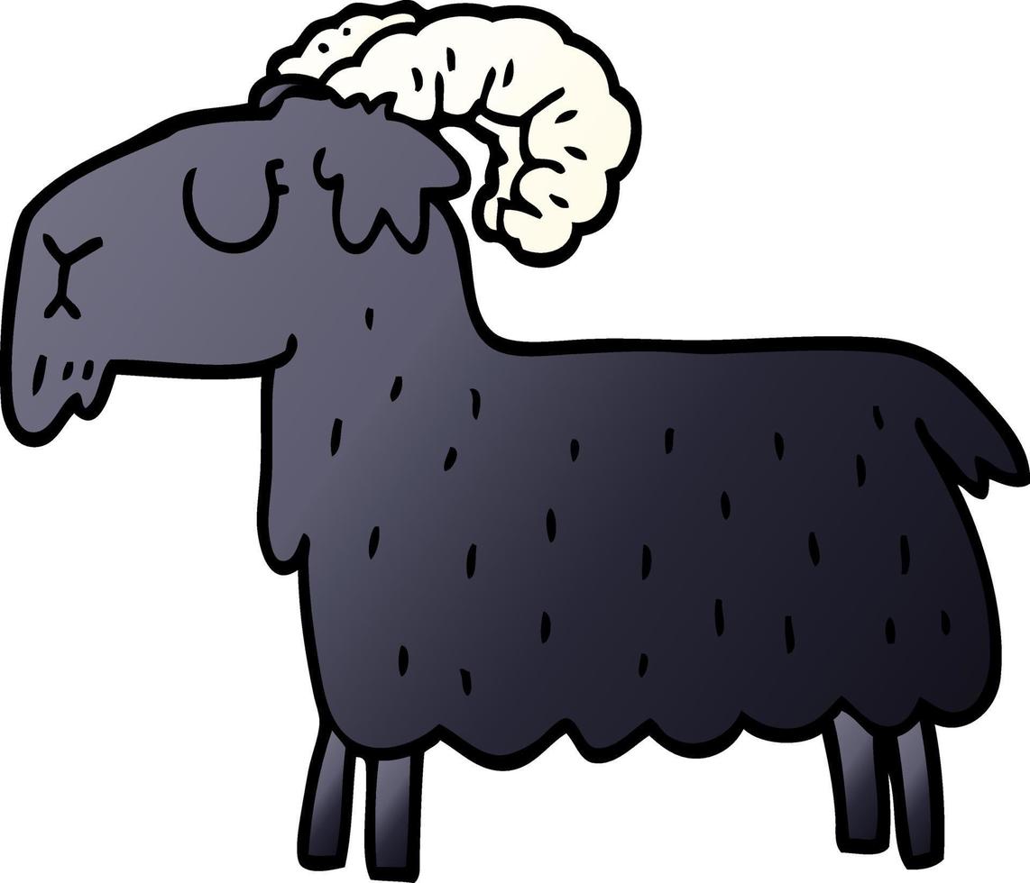 cartoon doodle black goat vector