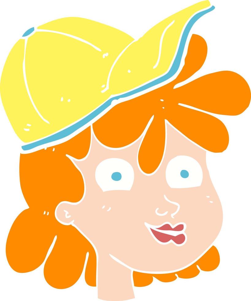 ilustración de color plano de una mujer de dibujos animados con gorra vector