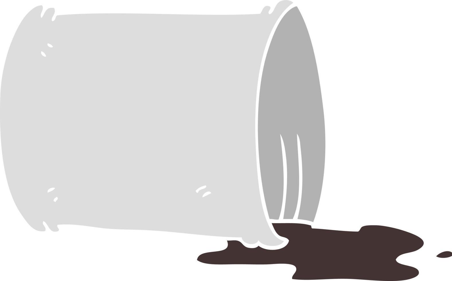 flat color illustration of a cartoon spilled oil drum vector