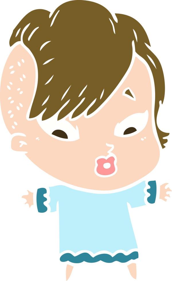 flat color style cartoon surprised girl vector