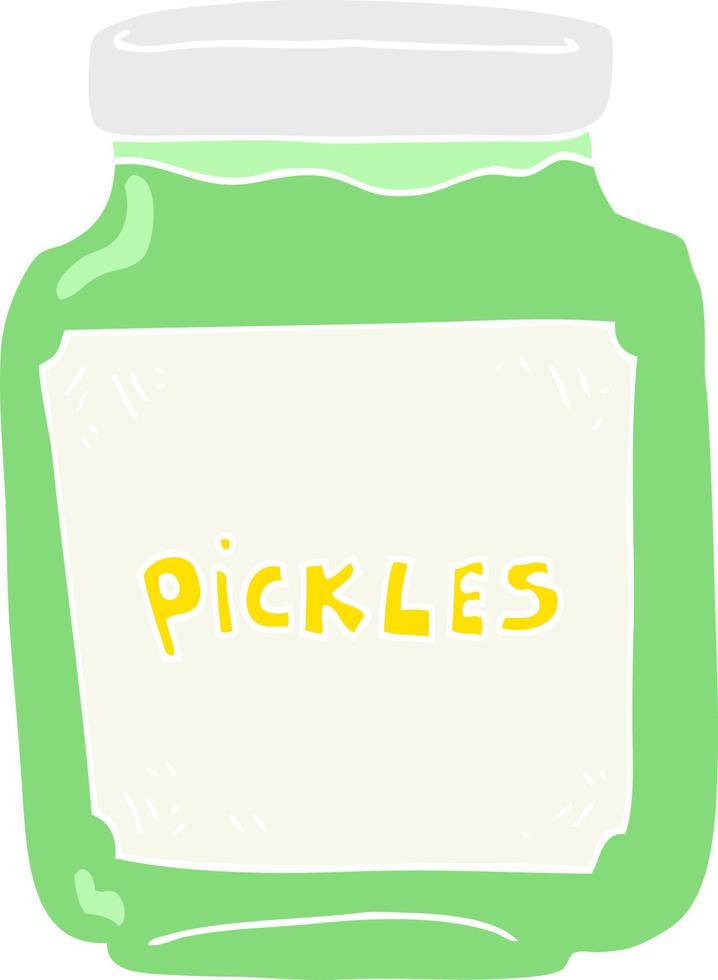 flat color illustration of a cartoon pickle jar vector