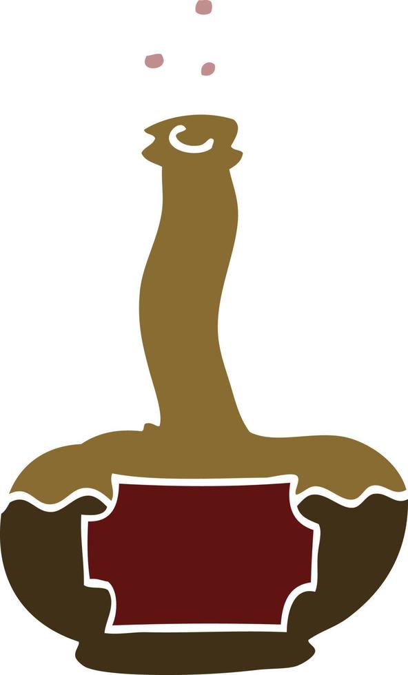 cartoon doodle old rum bottle vector