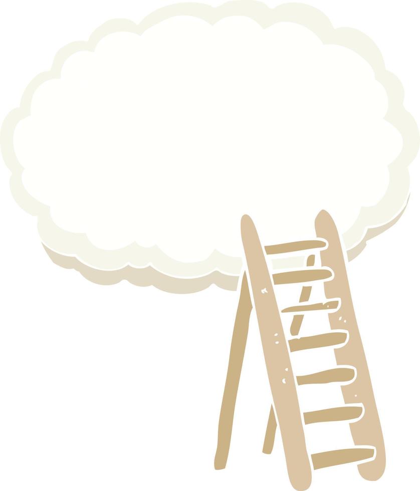 flat color illustration of a cartoon ladder to heaven vector