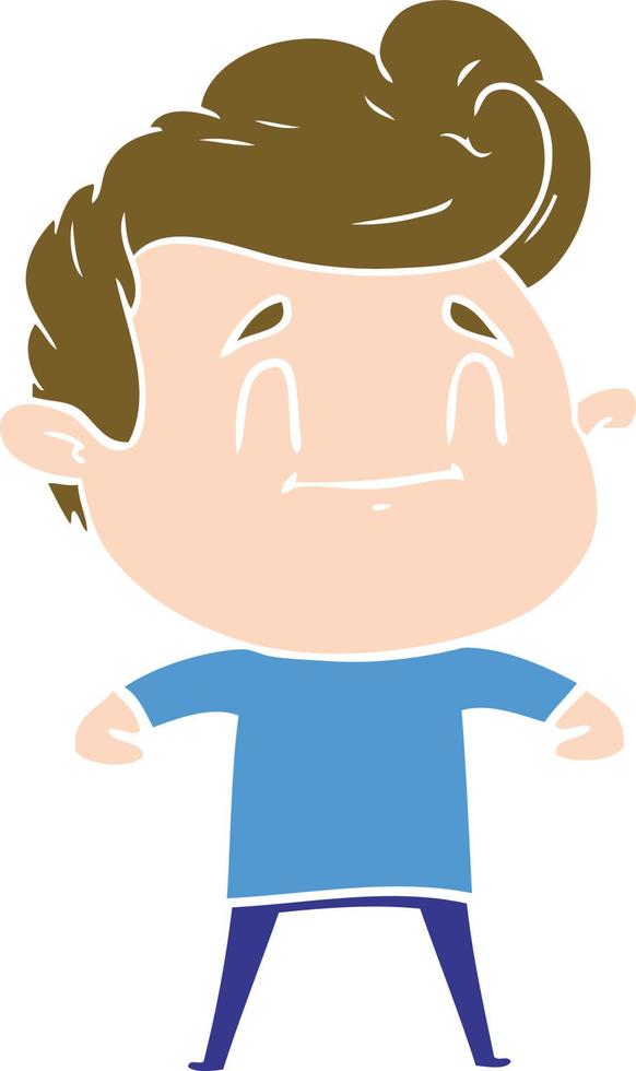 happy flat color style cartoon man vector