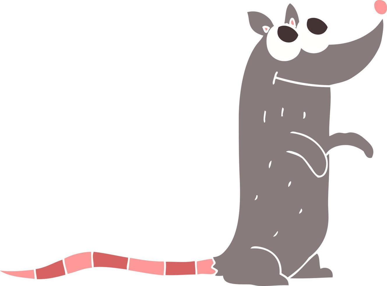 flat color illustration of a cartoon rat vector